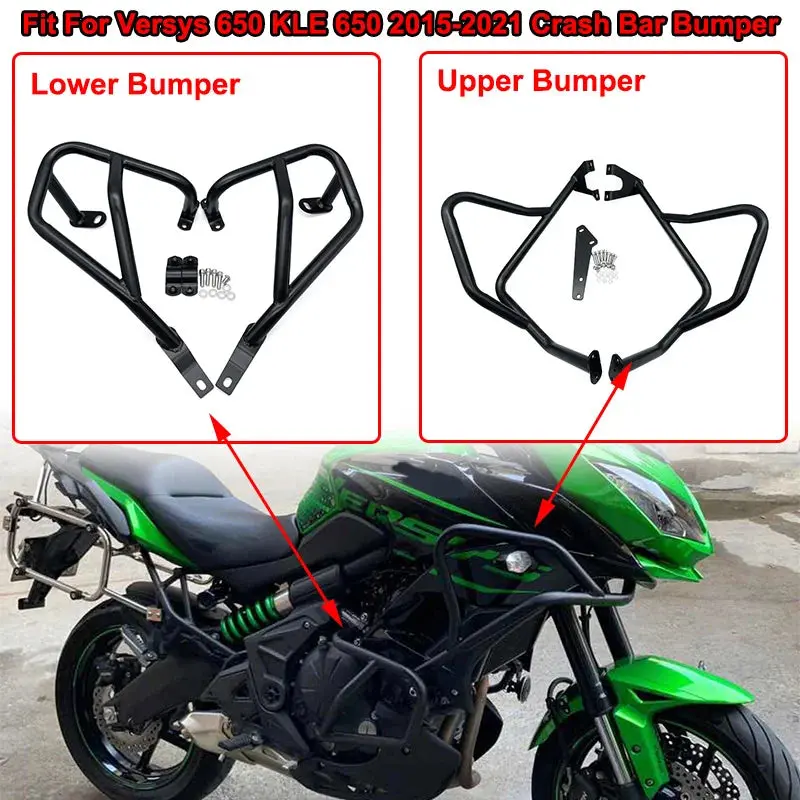 Fit For Kawasaki Versys 650 Kle650 2015-2021 New Motorcycle Engine Guard Crash Bar Tank Bumper Upper Lower Fairing Protector Bar 1