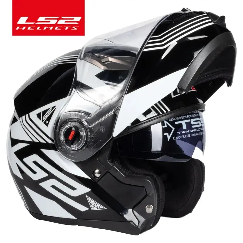 Capacete Original Ls2 Ff370 Flip Up Motorcycle Helmet Ls2 Dual Lens Modular Helmets With Sun Visor Casco Moto 17