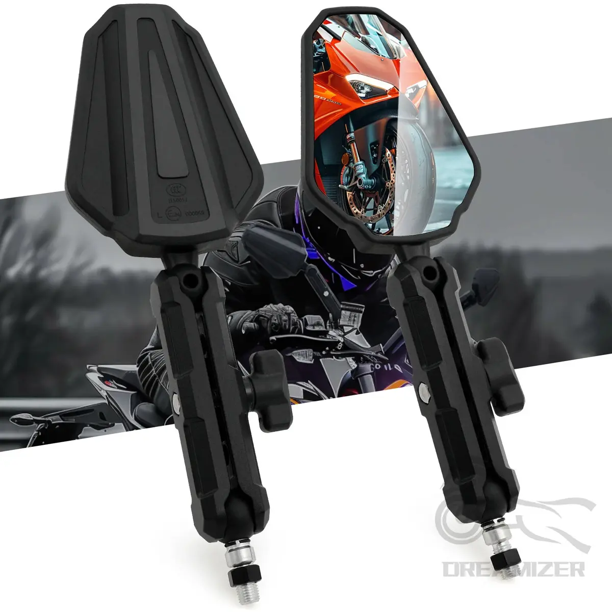 Universal Motorcycle Mirrors Angle Adjustable Folding Handlebar Side Mirror Compatible With Adventure Dirt Street Bike Atv 1