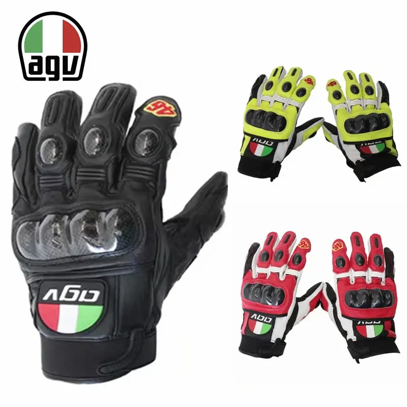 Agv Carbon Fiber Motorcycle Riding Gloves Heavy Locomotive Racing Leather Fall Resistant Gloves Comfortable Cycling Equipment 2