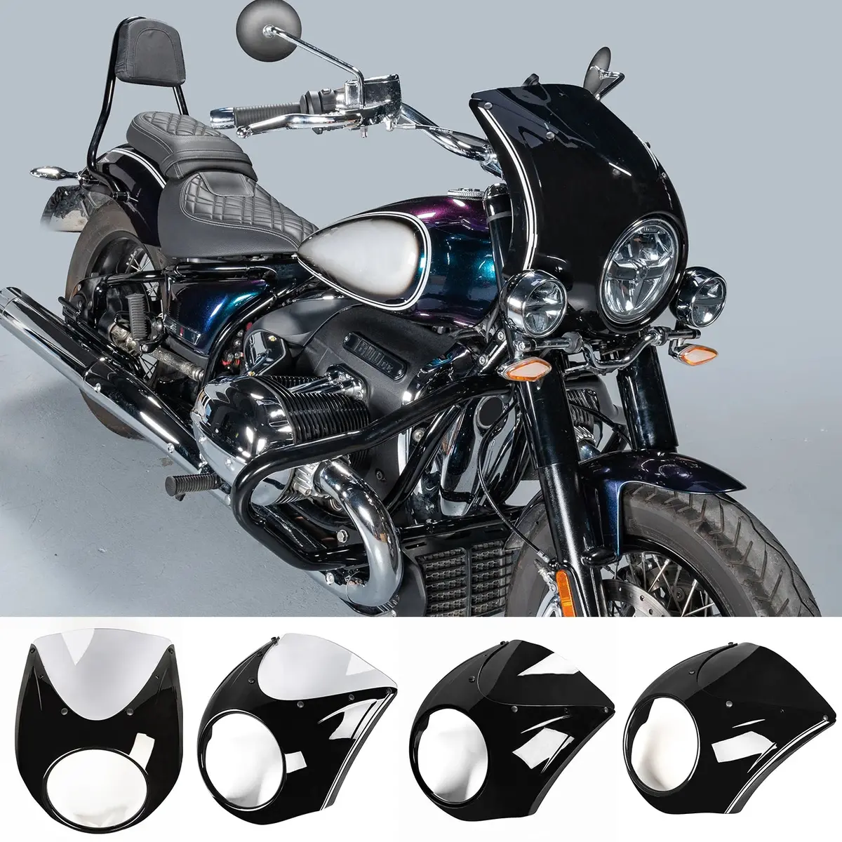 Motorcycle Windshield Windscreen Front Cowl Headlight Fairing Cover Light Hump With Bracket For Bmw R18 R 18 Classic 2020-2023 1