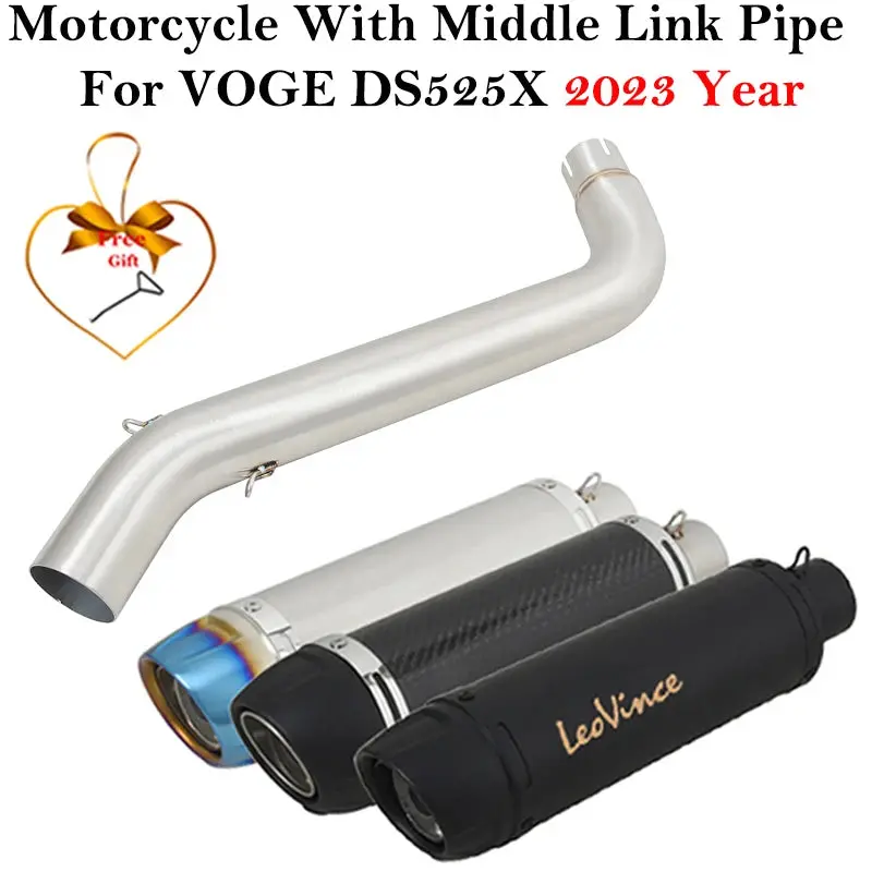 For Voge Ds525x Ds 525X 2023 2024 Motorcycle Exhaust Leovince Escape Systems Modify Mid Link Pipe Carbon Fiber Muffler Db Killer 1
