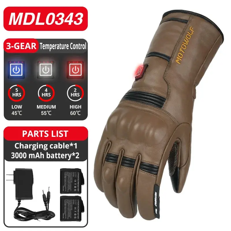Winter Heated Gloves Motorcycle Warm Waterproof Non-Slip Heated Gloves Skiing Sheepskin Touch Screen Heated Rechargeable Gloves 9