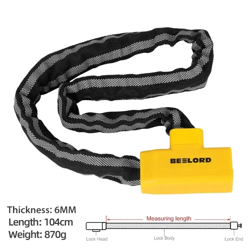 Xunting Bicycle Lock Heavy Duty Bike Chain Lock Anti-Theft Security 6Mm Thick Chain For Motorcycle Door Scooter With 2 Keys 6