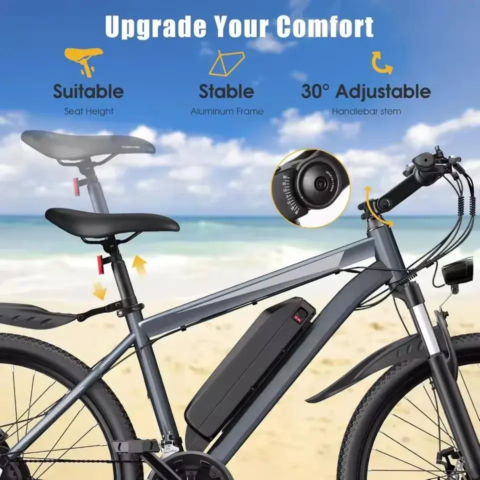 Electric Bike, Peak 1000W Ebike, 26 "Electric Mountain Bike 48V 374.4Wh Battery With Adjustable Stemm, Commuter E Bike 3