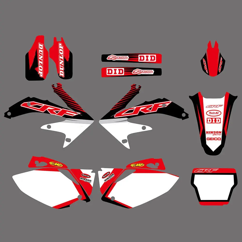 Customized For Honda 250 Crf 2009-04 Graphics Stickers Emblem Decals Kits For Honda Crf250r Crf250 2004 2005 2006 2007 2008 2009 9