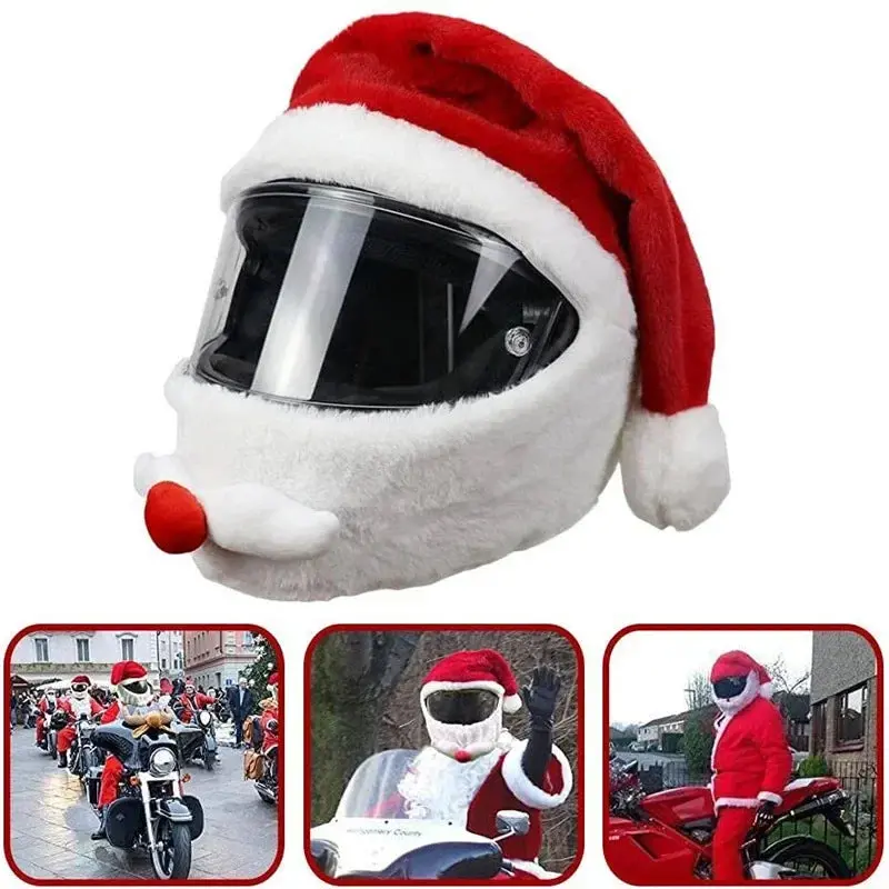 Santa Cycling Helmet Christmas Motorcycle Helmet Cover Full Face Safe Hat Santa Claus Racing Cap Merry Christmas Decoration Gift 2