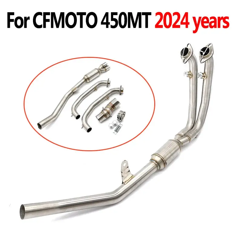 For Cfmoto 450Mt 450 Mt 2024 Slip On Motorcycle Stainless Steel Exhaust Front Mid Link Pipe Modify Escape Moto Enhance Muffler 1