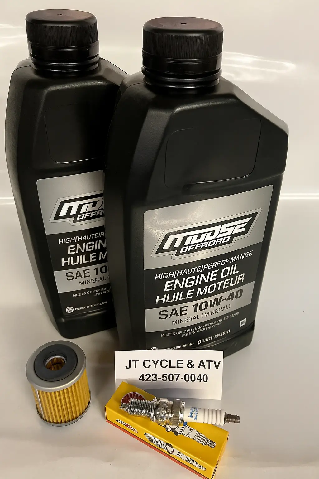 Yamaha Ttr225 / Ttr230 / Xt225 / Tw200 / Bw200 / Xt350 Oil Change & Tune‑Up Kit With Ngk Spark Plug  Moose Offroad 10W‑40 1