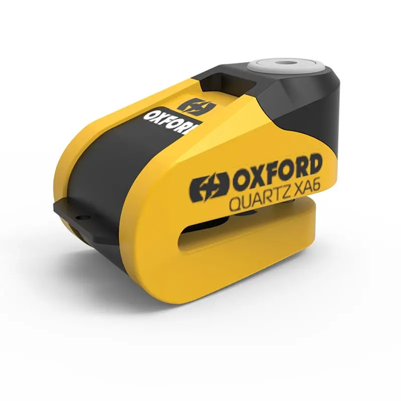 Oxford Quartz Xa6 Lk215-Motorcycle Disc Lock Lock With Alarm (6Mm Bolt) Yellow/Black 1
