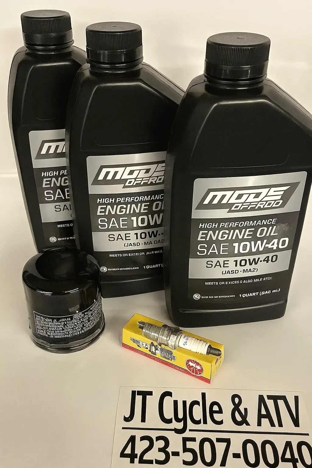 Yamaha Kodiak 450 / Grizzly 450 / Wolverine 450 / Rhino 450 Oil Change Tune‑Up Kit – Moose Offroad 10W‑40, Hiflo Oil Filter & Ngk Dr8ea Plug 1