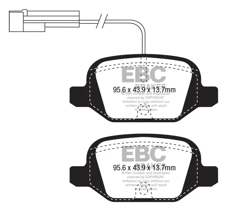 Abarth Fiat 500 / 595 Ebc Yellowstuff Rear Brake Pads 1