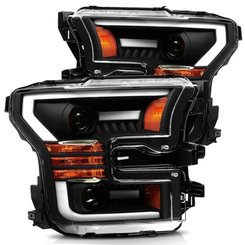 Alpharex 15-17 Ford F-150 Pro-Series Projector Headlights Plank Style Black W/Activ Light/Seq Signal 1
