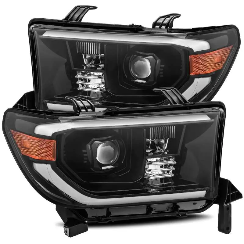 Alpharex 07-13 Toyota Tundra Pro-Series Projector Headlights Plank Style Alpha Black W/Activ Light *Discontinued* 1