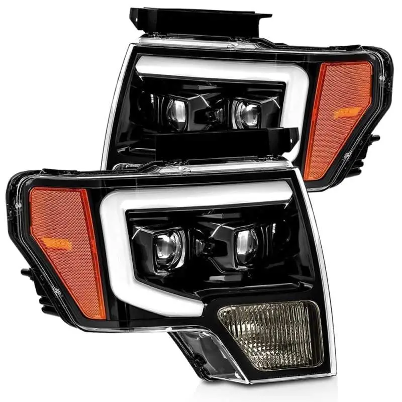 Alpharex 09-14 Ford F-150 Pro-Series Proj Headlights Plank Style Gloss Blk W/Activ Light/Seq Signal 1
