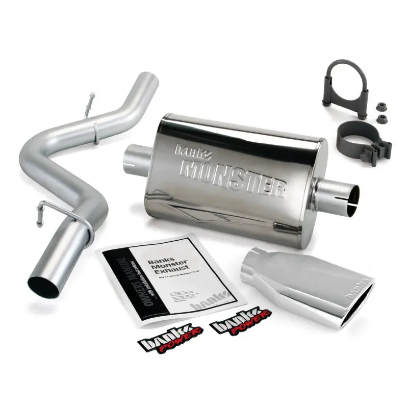 Banks Power | 1997-1999 Jeep 2.5 / 4.0L Wrangler Slip Fit Cat Monster Exhaust System - Ss Single Exh With Chrome Tip 1