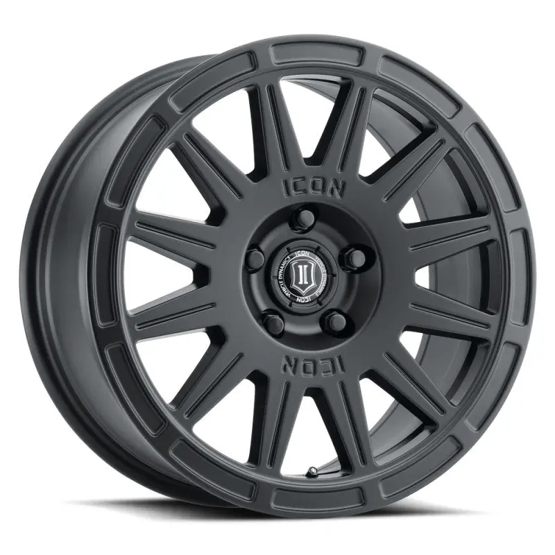 Icon Ricochet 17X8 5X100 38Mm Offset 6In Bs Satin Black Wheel 1
