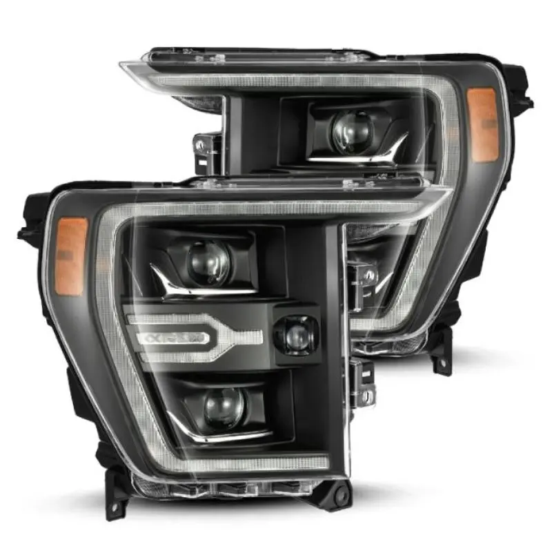 Alpharex 21-22 Ford F150 Luxx-Series Projector Headlights Black W/Activ Light/Seq Signal 1