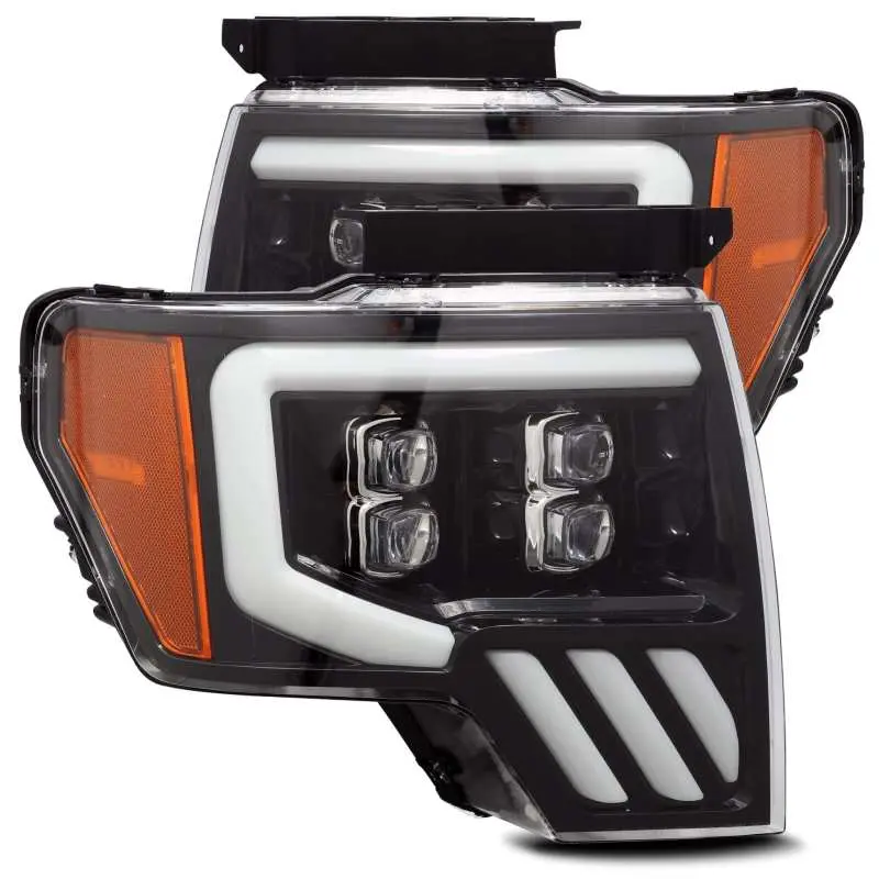 Alpharex 09-14 Ford F-150 Nova Led Proj Headlights Plank Style Gloss Black W/Activ Light/Seq Signal 1