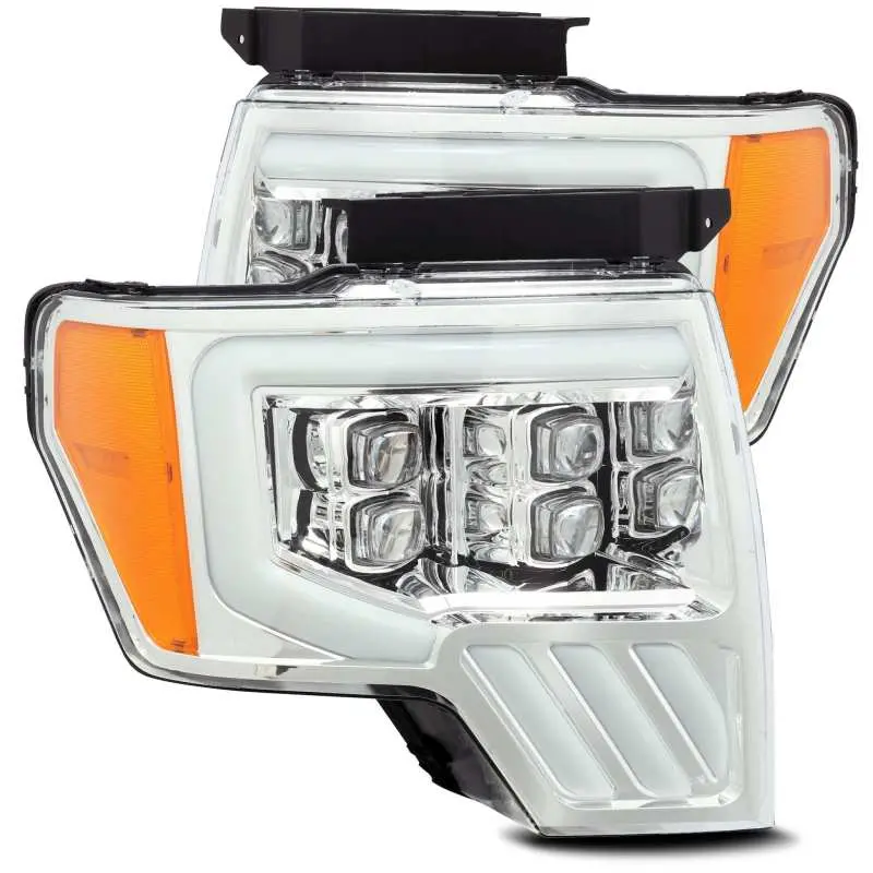 Alpharex 09-14 Ford F-150 Nova Led Projector Headlights Plank Style Chrome W/Activ Light/Seq Signal 1