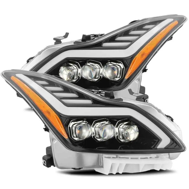 Alpharex 08-13 Infiniti G37 Nova Led Projector Headlights Plank Style Design Gloss Black 1