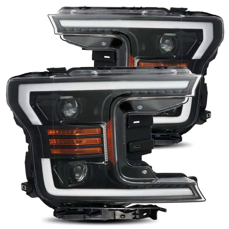Alpharex 18-19 Ford F-150 Pro-Series Proj Headlights Plank Style Gloss Blk W/Activ Light/Seq Signal 1