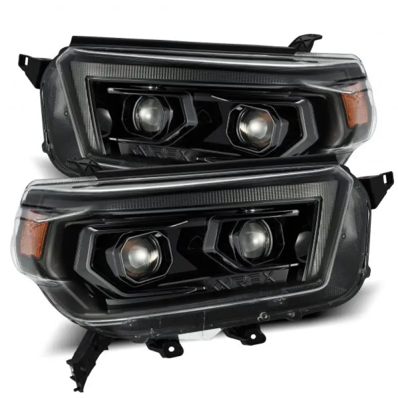 Alpharex 10-13 Toyota 4Runner Pro-Series Proj Headlights Plank Style Alpha Blk W/Seq Signal/Drl 1