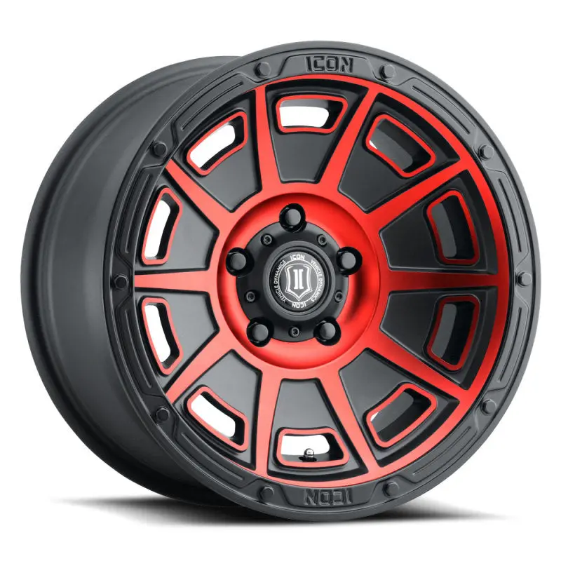 Icon Victory 17X8.5 5X5 -6Mm Offset 4.5In Bs Satin Black W/Red Tint Wheel 1