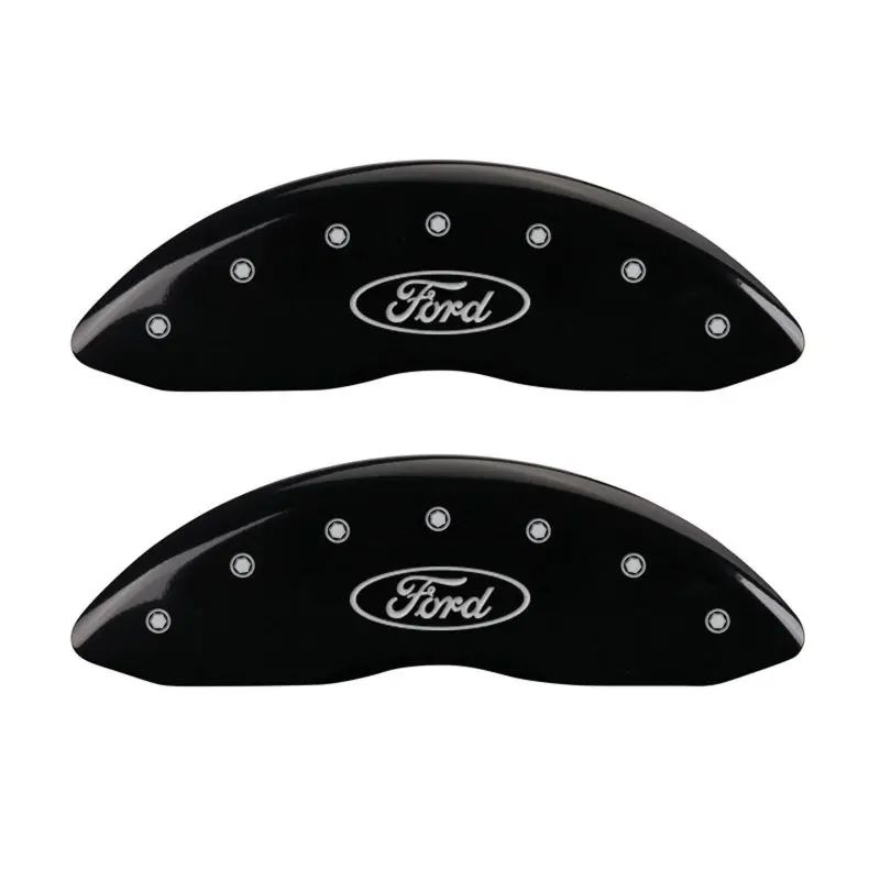 Mgp Engraved 4-Piston Caliper Covers – Ford Oval Logo, Black Base With Silver Accent 1