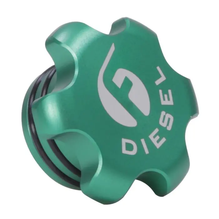 Fleece | 2013-2018 Dodge Ram 6.7L Cummins Green Anodized Billet Fuel Cap 1