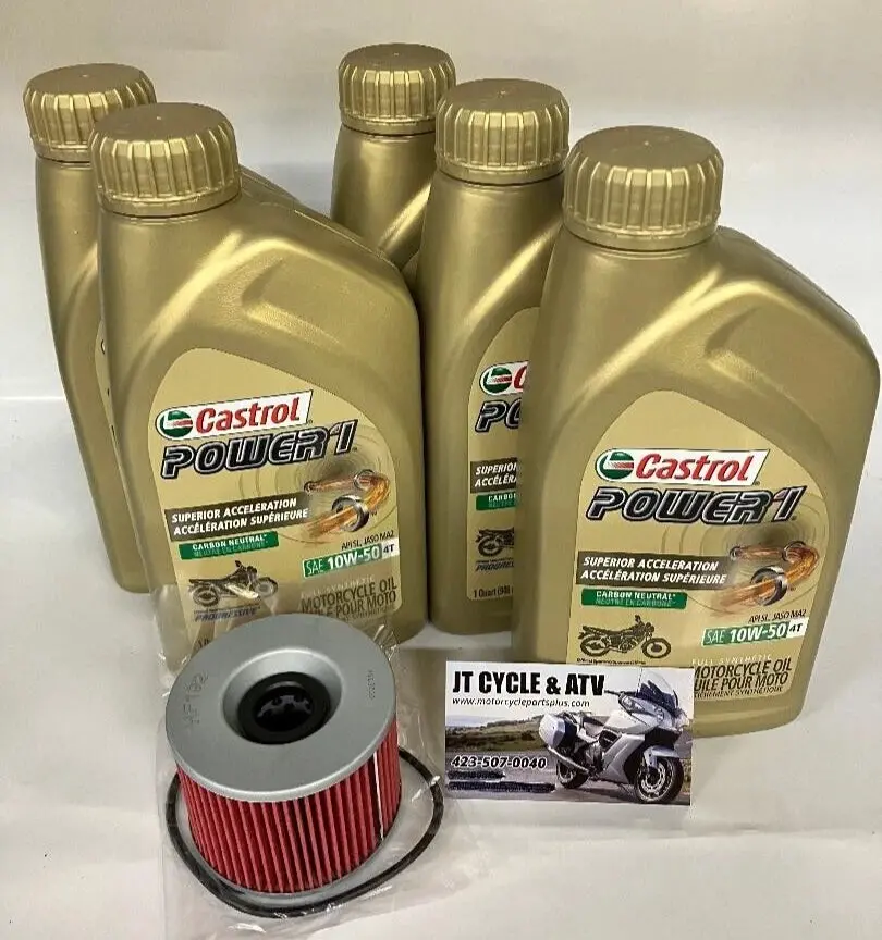 Triumph 750 / 900 / 1200 Oil Change Kit – Daytona, Thunderbird, Adventurer, Legend, Tiger, Trophy – Castrol 10W‑50 Full Synthetic + Hiflo Filter 1