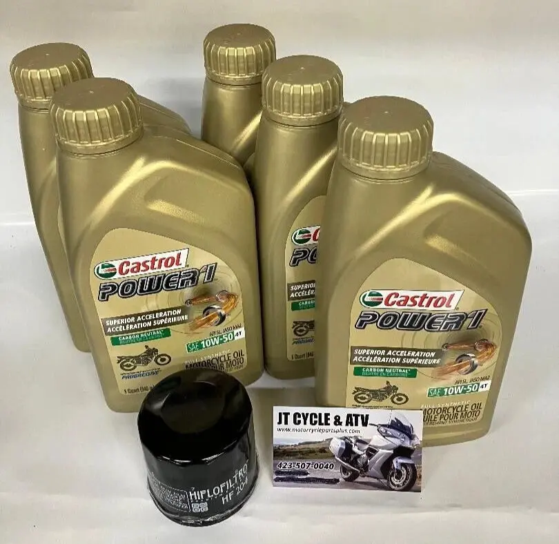 Triumph Oil Change Kit – Castrol 10W‑50 Full Synthetic + Hiflo Oil Filter– Tiger 800/900/1050, Bonneville, Scrambler, America, Speed Triple, Rocket Iii 1