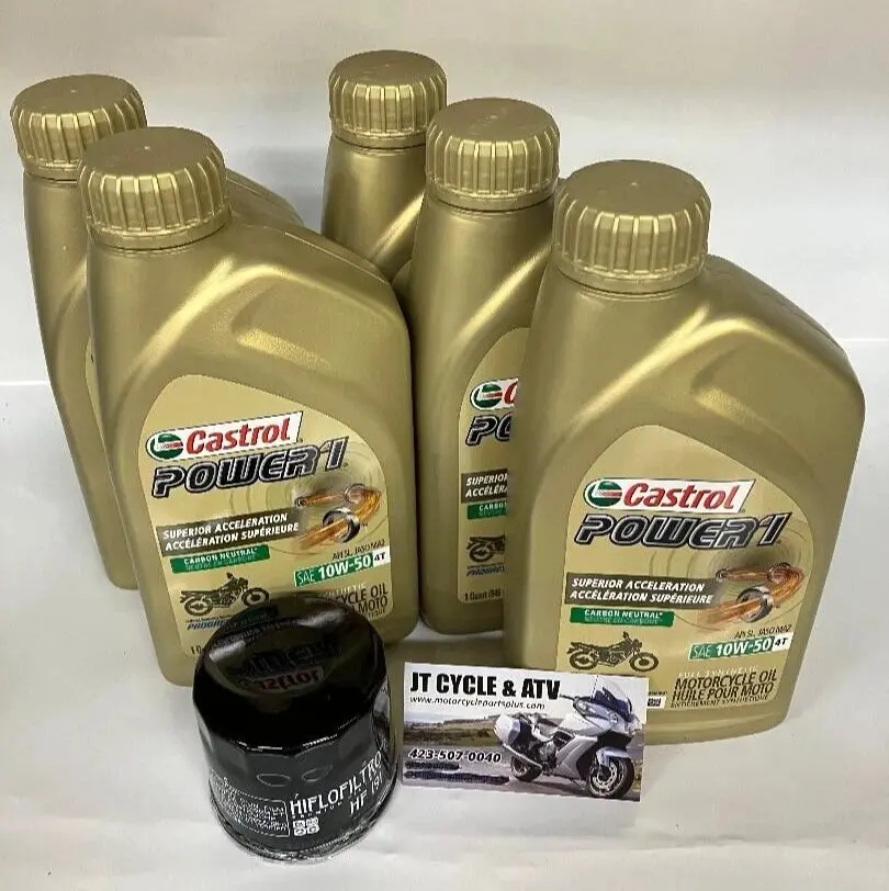 Triumph Bonneville / Scrambler 865 / Speed Triple 955 / Daytona / Sprint Oil Change Kit – Castrol 10W‑50 Full Synthetic + Hiflo Filter 1