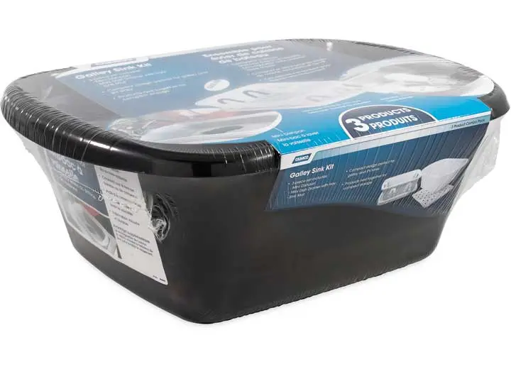 Camco Black Sink Kit With Dish Drainer, Dish Pan And Sink Mat - 43518 1