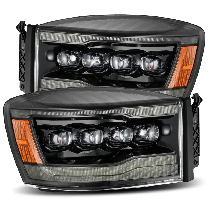 Alpharex 06-08 Ram 1500Hd Nova Led Proj Headlights Plnk Style Alpha Blk W/Seq Signal/Drl/Amber Led 1