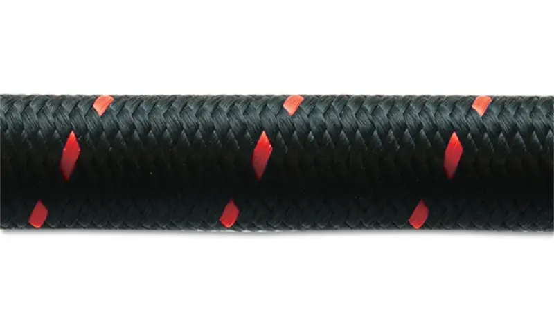 Vibrant -6 An Two-Tone Braided Flex Hose – Black & Red Nylon, 20-Foot Roll 1