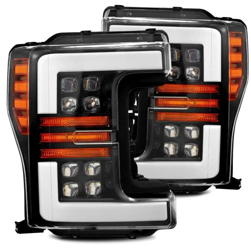 Alpharex 17-19 Ford F-250 Sd Nova Led Proj Headlights Plank Style Gloss Blk W/Activ Light/Seq Signal 1