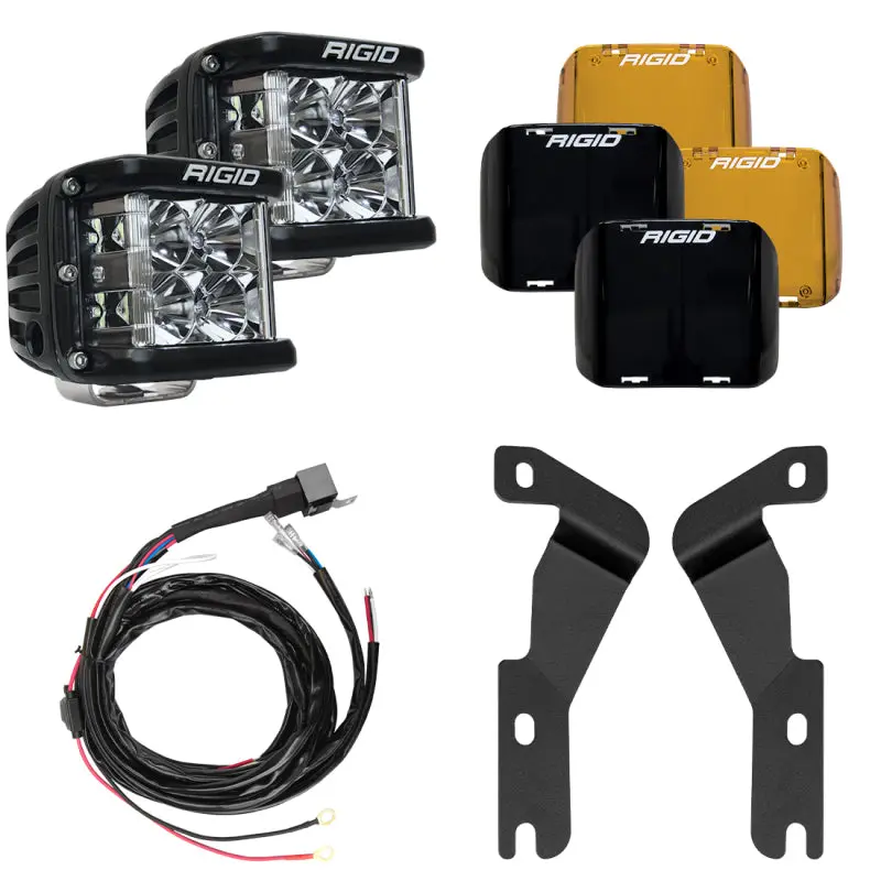Rigid Industries | 2016-2022 Toyota Tacoma A-Pillar Light Mount Kit With D-Ss Flood / Black / Amber Covers 1