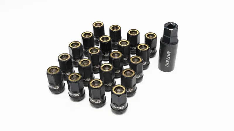 Wheel Mate Muteki Hr38 Open-End Titanium-Chrome Lug Nuts With Yellow Ring – 12X1.25 Thread Pitch 1