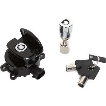 Drag Specialties Side‑Hinge Ignition Switch With Fork Lock – Black – Fits Harley‑Davidson Softail Models (2011–2017) 1