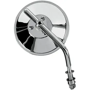 Drag Specialties 4" Round Chrome Cruiser Motorcycle Mirror – Adjustable Curved Stem – Left Or Right – 5/16"-18 Thread 1