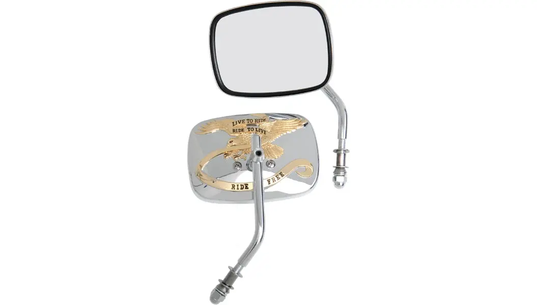 Drag Specialties Harley Style Chrome Gold Live To Ride Custom Mirrors 1