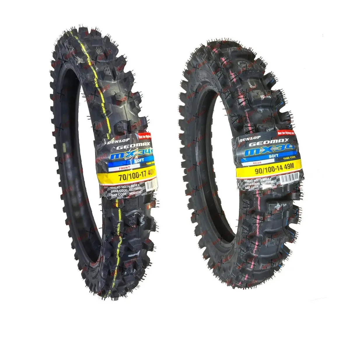 Dunlop Mx34 Tire Set 70/100‑17 Front & 90/100‑14 Rear – Yz85 Cr85 Kx85 Rm85 85Sx 1