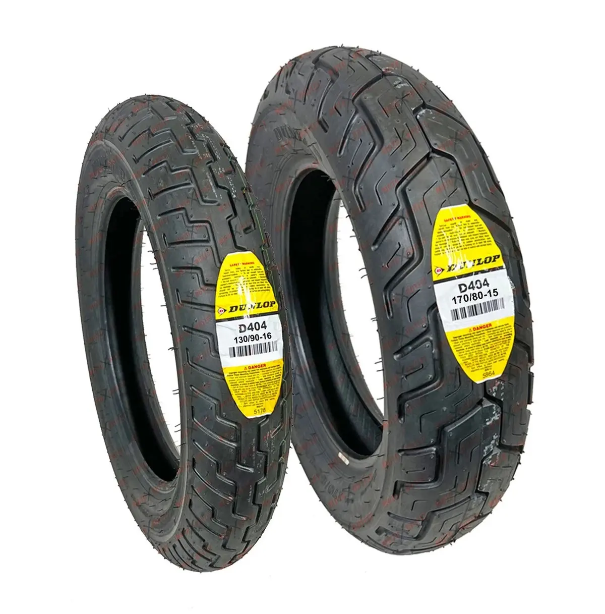 Dunlop D404 130/90-16 67H & 170/80-15 77H Front + Rear Tire Set Motorcycle Tires 1