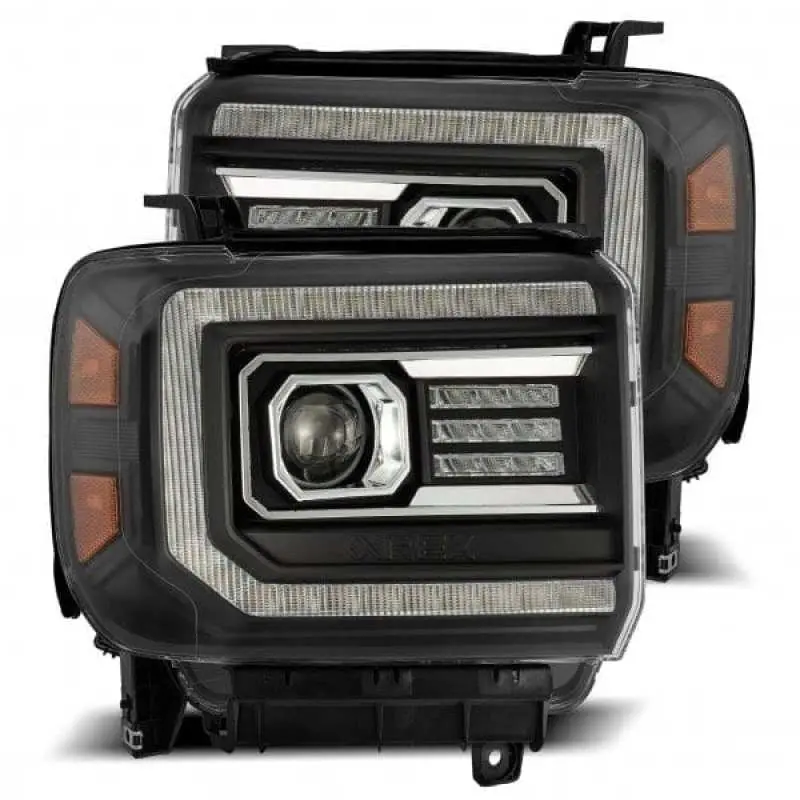 Alpharex 14-18 Gmc Sierra Pro-Series Proj Headlights Plank Style Black W/Activ Light/Seq Signal/Drl 1