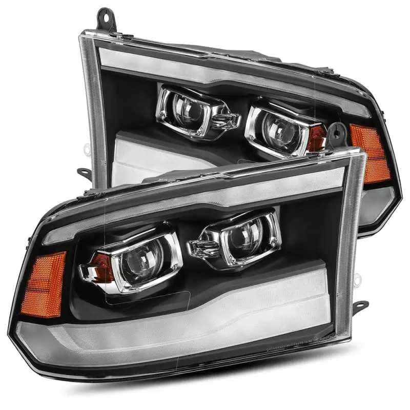 Alpharex 09-18 Dodge Ram 1500Hd Luxx Led Proj Headlights Plnk Style Blk W/Activ Light/Seq Signal/Drl 1