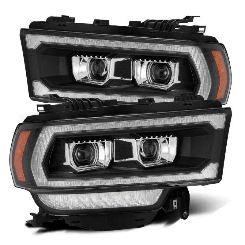 Alpharex 19-21 Ram 2500 Pro-Series Projector Headlights Plank Style Black W/Activation Light 1