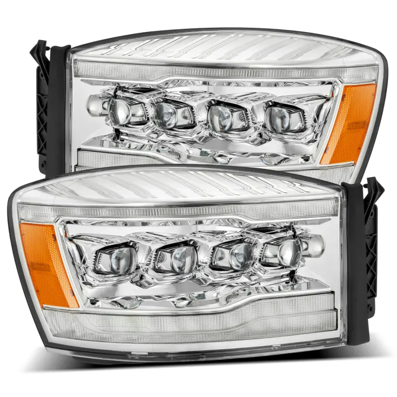 Alpharex 06-08 Dodge Ram 1500Hd Nova Led Proj Headlights Plank Style Blk W/Seq Signal/Drl/Amber Led 1