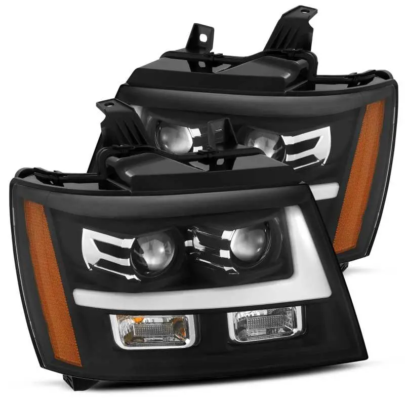 Alpharex 07-14 Chevy Tahoe Pro-Series Projector Headlights Plank Style Matte Blk W/Activation Light 1