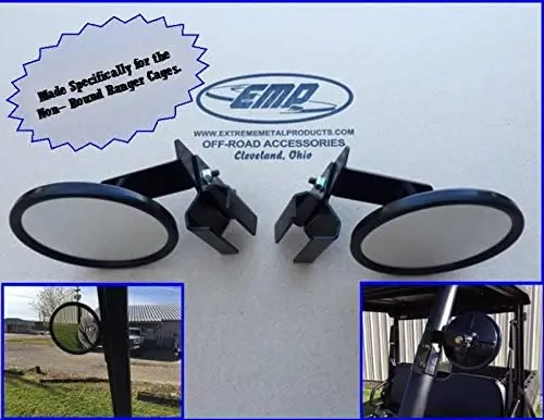 Emp Side View Mirrors – Polaris Ranger Pro‑Fit Cage (2013+) – Heavy‑Duty 5" Convex Mirror Set 1
